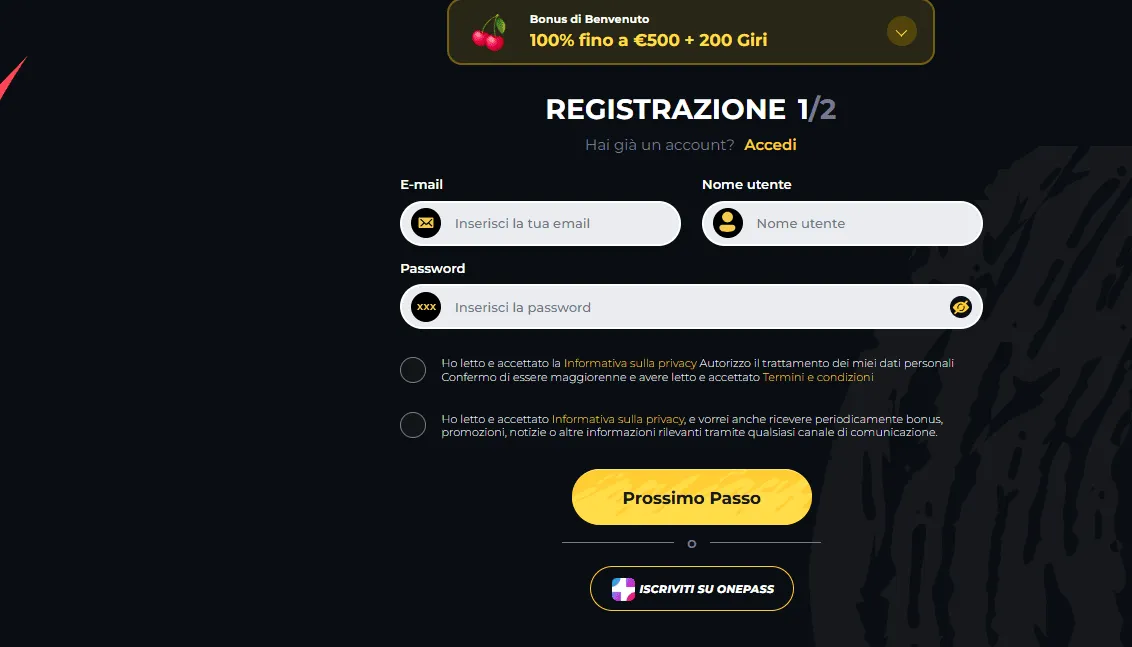 Boomerang Casino Registrazione